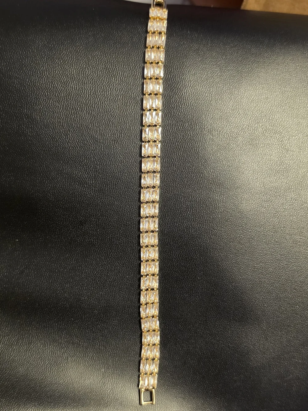 14k Gold Over Sterling Silver Crystal Link Bracelet - Women Jewelry